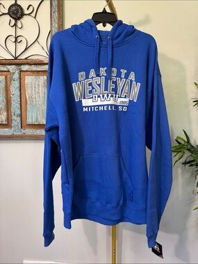 J. America Royal Blue Dakota Wesleyan Mitchell SD  Hoodie NWT L